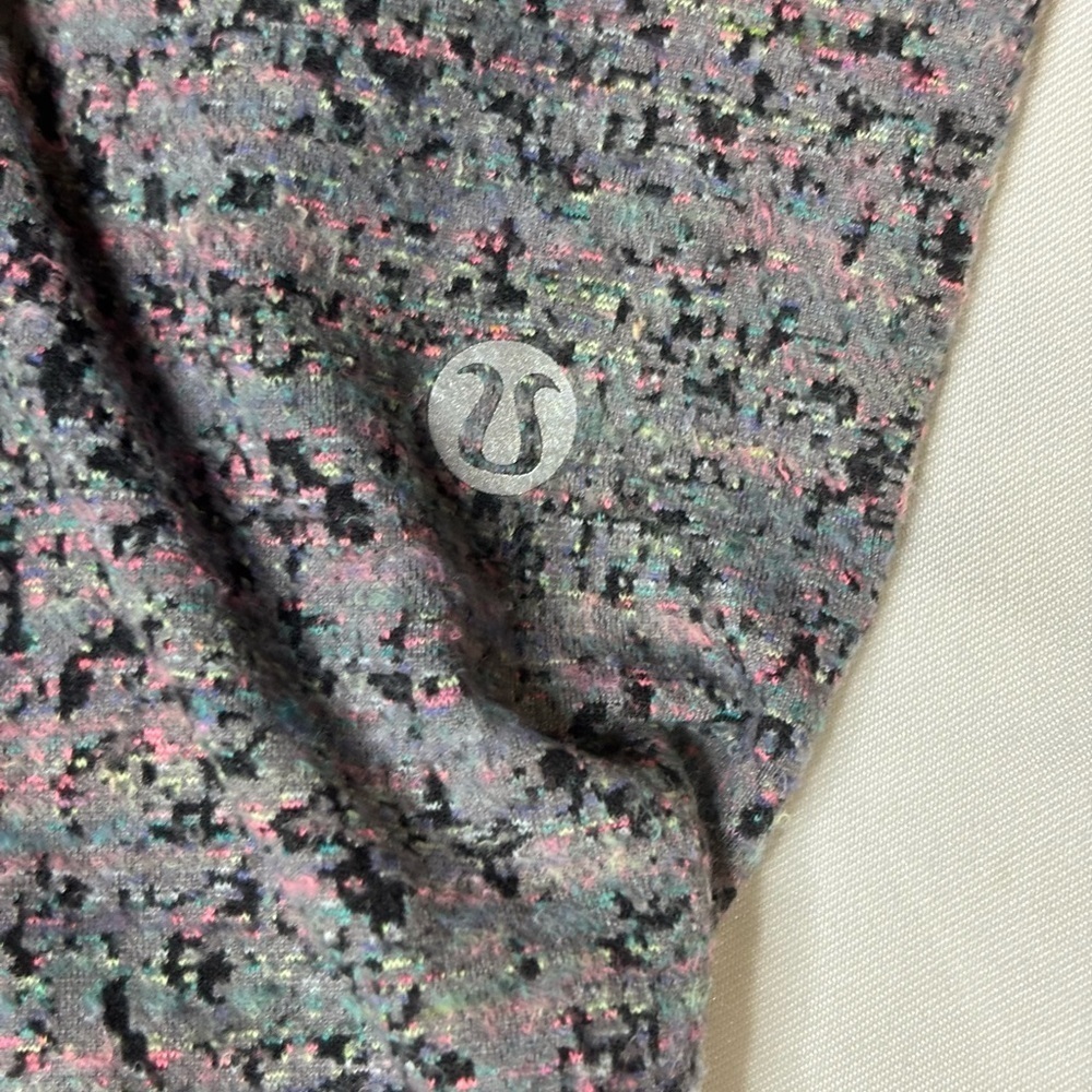 LULULEMON Neon Tweed Jacquard Battleship Electric Coral Run Briskly 1/2 Zip SZ 2 - Picture 6 of 6